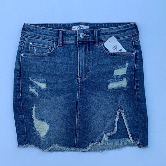 New GUESS Denim Destroyed Skirt SZ 27 - Picture 1 of 12